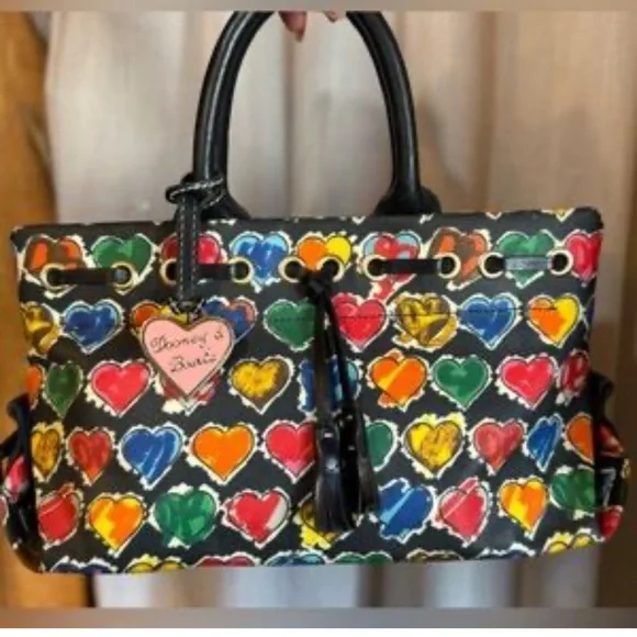 Dooney & Bourke Vintage Rainbow Crayon Graffiti Hearts Collection Bag Y2K 🌈 - Picture 15 of 17